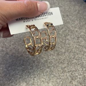 Gold Chain Link Hoop Earrings